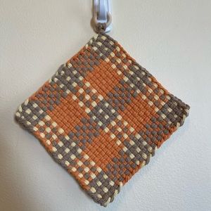 Handmade 8x8 potholders/trivets with wooden ring